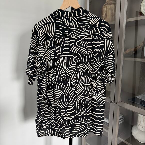OAS Tar Lorenzo Viscose Patterned Button-Up Short Sleeve Shirt S NEW Oversized - Picture 5 of 7
